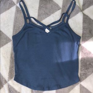 Front cross | Blue crop tank